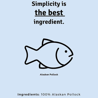 Fish Dog Treat - 100% Pollock - Grain Free - Human Grade - All Natural - Single Ingredient - Air Dried - 3 Ounces