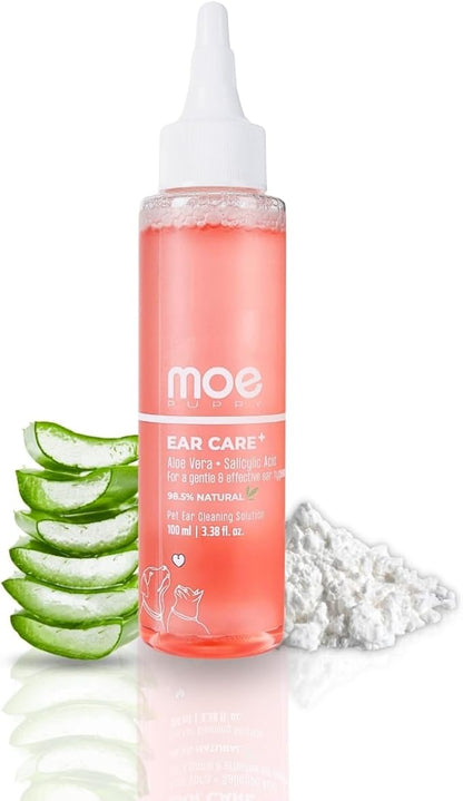 Moe Ear Care Plus Ear Cleaning Solution for Pets| for Dogs and Cats (100 ml) (Pack of 1, Pink)