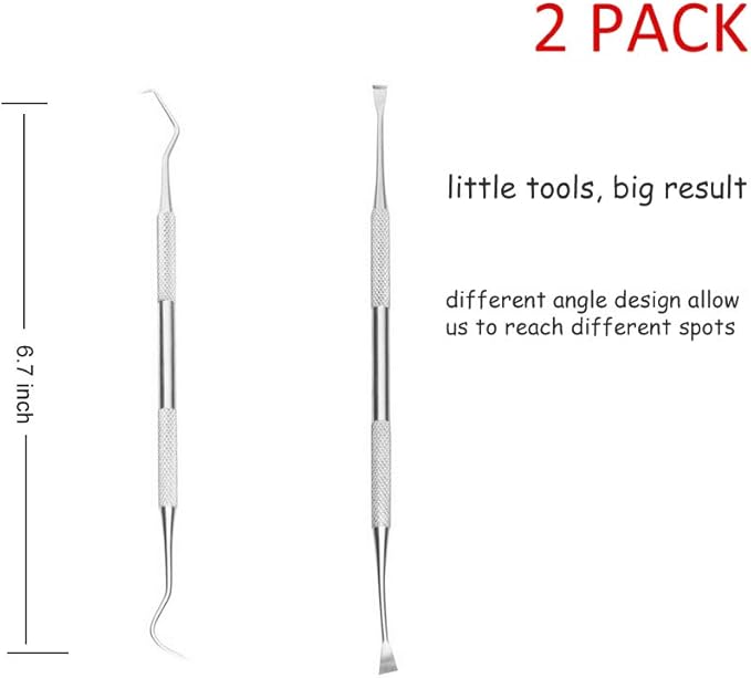 Dog Tooth Scaler and Scraper - 2 Pack Upgrade Pet Tarter Remover with Different Angles Double Head, Stainless Steel Teeth Cleaning Tools for Dogs
