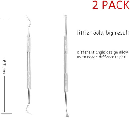 Dog Tooth Scaler and Scraper - 2 Pack Upgrade Pet Tarter Remover with Different Angles Double Head, Stainless Steel Teeth Cleaning Tools for Dogs