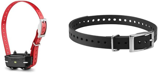 Garmin PT10 Dog Device Red Collar + Garmin 3/4-Inch Black Collar Strap