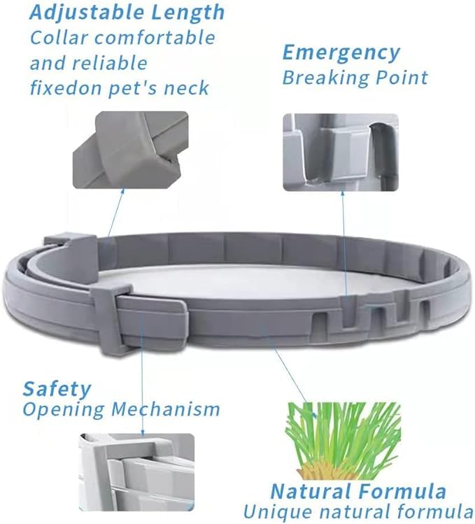 Flea Collar for Cats, Flea and Tick Collars for Cats and Kittens, 8 Month Protection, Gray, 1 PACK CAT