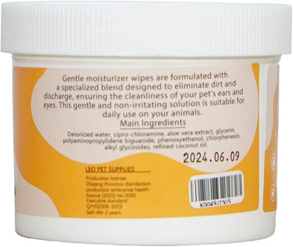 Eyes & Ears Pet Wipes (100count) - Cleanser for Pets with Aloe Essence and Coconut Oil - Specially formulated, Non-irritating, Safe for everyday use and effective for all breeds