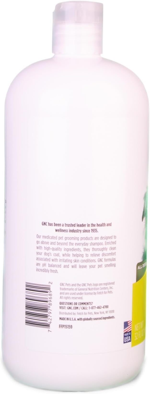 GNC Advanced Shampoo for Dogs, 32 oz | Natural Dog Shampoo Helps Maintain a Healthy Coat | pH Balanced Formula with Citronella Scent