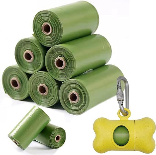 Bag Dispenser Dog Poop Bags Holder Dog Waste Bags Dispenser with Leak-Proof Green Poop Bags for Leash On The Go for Walking Dogs Outdoor (1 Holder 135 Bags,Yellow)