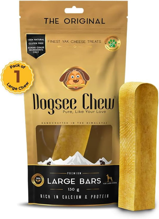 Dogsee Chew Dog Dental Chews | Long Lasting Dog Chews for Large Dogs | Yak Cheese Flavored Himalayan Dog Chew That Will Lower The Chances of Plaque and Tartar Growth | 1 Bar