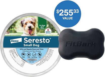 Seresto 8-Month Flea & Tick Prevention Collar for Small Dogs Up to 18 lbs Plus FitBark GPS Dog Tracker | Buy Together and Get Free 1-Year GPS Subscription ($255.33 Value)