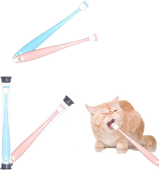 2 Pack Cat & Dog Toothbrush,360 Degree silicone pet Toothbrush,Cat Dental Care,Deep Clean,Independent Packaging,Bad Breath Tartar Teeth Care Dog Cat Cleaning Mouth pet cleaning covers Emeliest