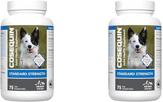 Nutramax Cosequin Standard Strength Joint Health Supplement for Dogs, with Glucosamine and MSM, 75 Chewable Tablets (Pack of 2)