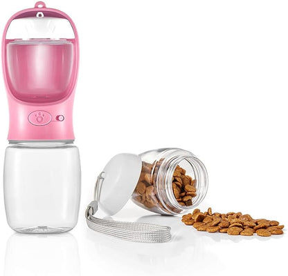 WePet Portable Dog Water Bottle with Food Container, 12 OZ + 6 OZ, Leak Proof Puppy Water Dispenser with Drinking Feeder for Pets Outdoor Walking, Hiking, Travel, Food Grade Plastic