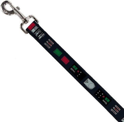 Star Wars Pet Leash, Dog Leash, Star Wars Darth Vader Utility Belt Bounding Black Grays Reds, 4 Feet Long 1.0 Inch Wide