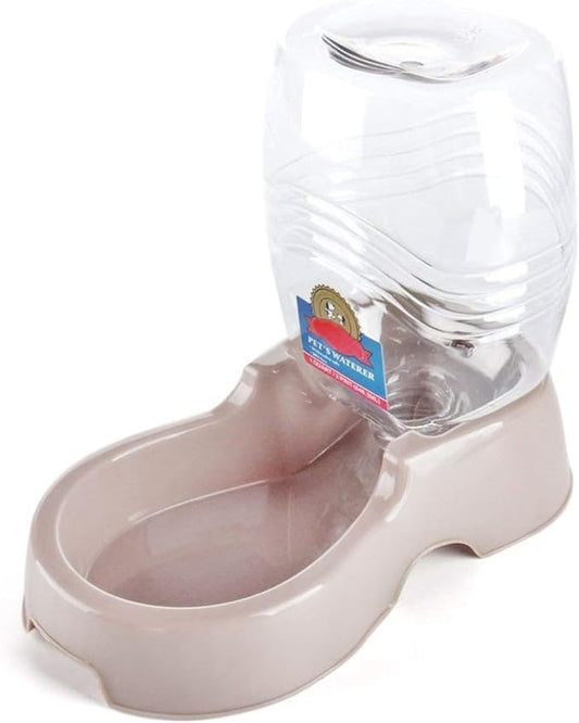 Flexzion Automatic Pet Water Dispenser - Self-Filling Cat & Dog Gravity Water Bowl, 3/8 Gallon (1.5L) Beige Auto Cat Water Dispenser, Non-Skid & Easy-Clean Dog Water Feeder