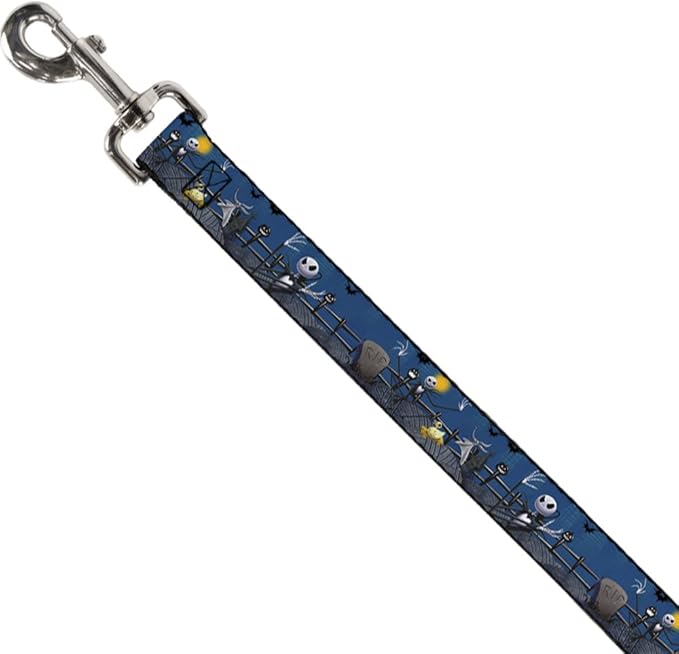 Buckle-Down Dog Leash Nightmare Before Christmas Jack Zombie Duck Zero Cemetery 4 Feet Long 1.0 Inch Wide, Multicolor (DL-WDY037)