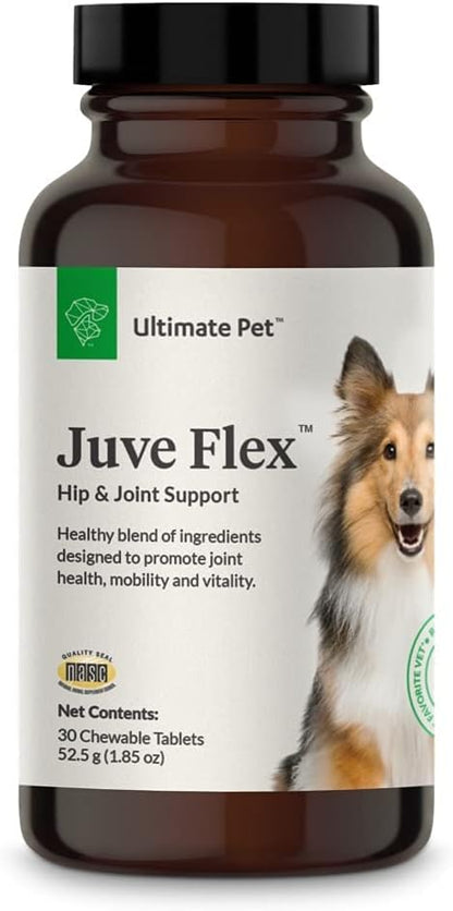 Ultimate Pet Juve Flex, Hip and Joint Soothing Support Supplement for Dogs, Cartilage, Collagen and Stiffness Support, 30 Chewable Tablets
