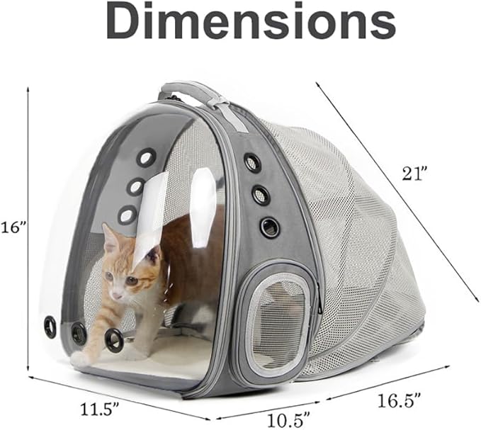 Back Expandable Cat Backpack, Fit up to 12 lbs, Space Capsule Bubble Window Pet Carrier Backpack for Cat and Small Puppy