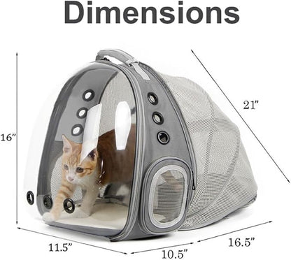 Back Expandable Cat Backpack, Fit up to 12 lbs, Space Capsule Bubble Window Pet Carrier Backpack for Cat and Small Puppy