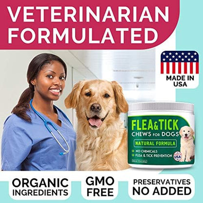 Chewable Flea and Tick Treats for Dogs - Made in USA - Flea and Tick Solution - Duck Flavor