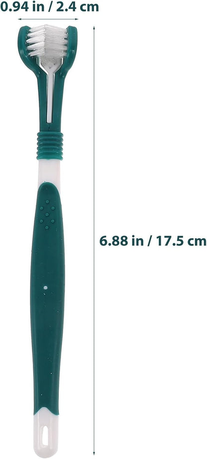POPETPOP 5pcs 3-Sided Dog Toothbrush Cat Teeth Cleaning Brush Handle Toothbrushes Dental Care for Pets Puppy Kitten