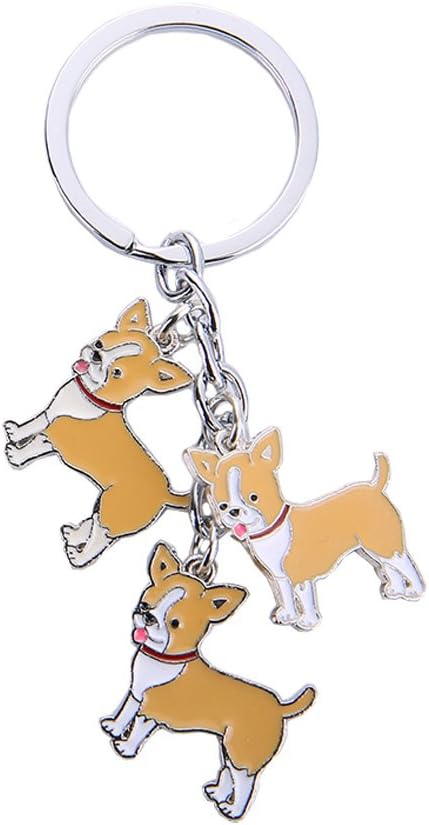 Dog Keychain, Pet Pendant Key-Ring, Cute Puppy ID Tags Metal Key Ring for Dog Lover (Yellow Chihuahua)