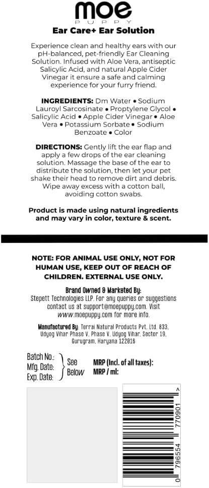 Moe Ear Care Plus Ear Cleaning Solution for Pets| for Dogs and Cats (100 ml) (Pack of 1, Pink)