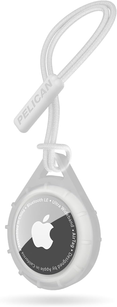 Pelican Protector AirTag Holder - AirTag Keychain w/ Rugged Strap Loop [Impact Resistant] [Travel Essentials] - Protective Apple AirTag Case for Dog Collar, Backpack, Keys, Luggage - Clear