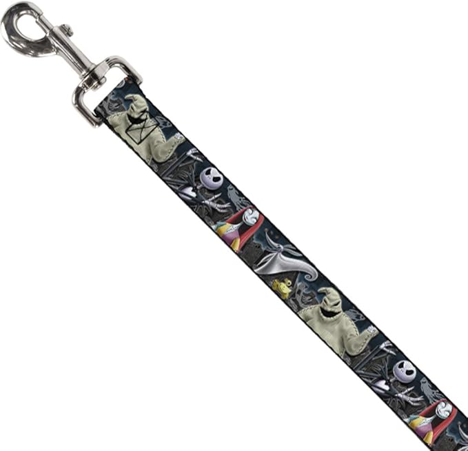 Buckle-Down Dog Leash Nightmare Before Christmas 4 Character Group Cemetery Scene 4 Feet Long 0.5 Inch Wide, Multicolor (DL-WDY256-N)