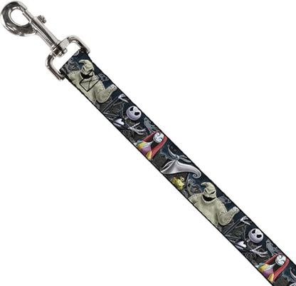 Buckle-Down Dog Leash Nightmare Before Christmas 4 Character Group Cemetery Scene 6 Feet Long 1.5 Inch Wide, DL-6FT-WDY256-W