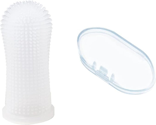 Pet Finger Toothbrush 360º Finger Toothbrush Puppy Toothbrush Cat Toothbrush for Pet Teeth Cleaning&Dog Dental Care (White, 2 Pack)