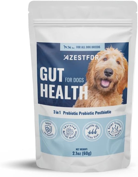 Gut Health for Dogs | 3 in 1 Prebiotic Probiotic Postbiotic | Supports Digestive Health, Anti Diarrhea | Puppy to Senior Dog | Powder 60 g