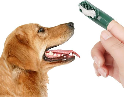 3-Piece Dog Toothbrush Kit, 2 Pack Tooth Brushing Pet Cat Teeth Cleaning Oral Dental Care Fresh Breath Brush Set with Toothbrush Toothpaste Fingerbrush for Puppy Small Medium Dogs - Vanilla Flavor