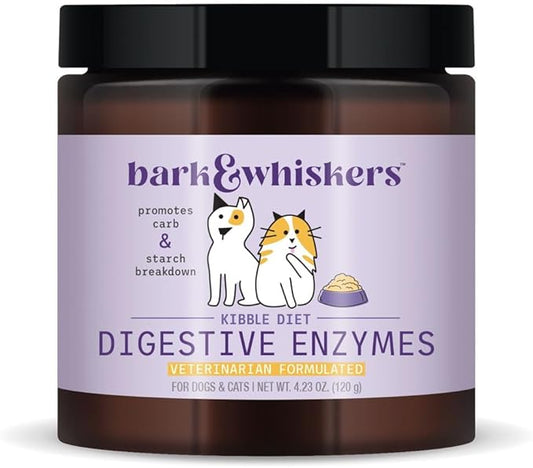Bark & Whiskers Digestive Enzymes Kibble Diet, for Dogs & Cats, 4.23 oz. (120 g), 150 Scoops, Promotes Carb & Starch Breakdown, Veterinarian Formulated, Non-GMO, Dr. Mercola