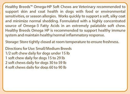 Healthy Breeds Russian Toy Terrier Omega HP Fatty Acid Skin and Coat Support Soft Chews 60 Count