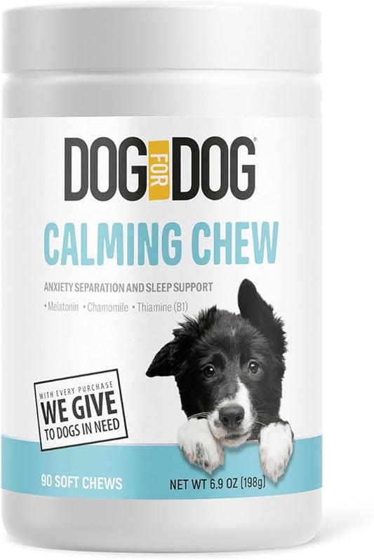 Dog for Dog Calming Chews for Dogs Anxiety - Calming Dog Treats with Melatonin, Chamomile, Thiamine & Passion Flower Calming Aid for Dogs | Dog Calming Treats for Anxiety Made in USA | Bacon Flavor