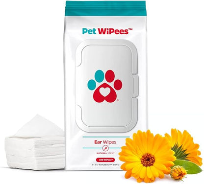 Pet Parents® Pet WiPees™ Ear, Cat & Dog Ear Wipes, Ear Cleaner for Dogs, Ear Wipes for Dogs. (100 Count (Pack of 1), Natural)