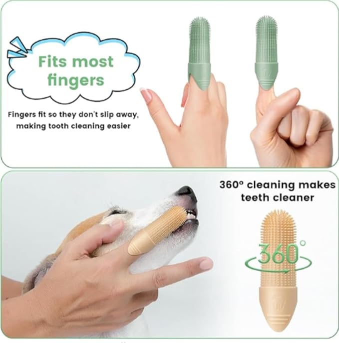 4-Pack Dog & Cat Finger Toothbrush - 360° Cleaning, Food-Grade Silicone, Fits All Fingers - Premium Dental Care for Pets