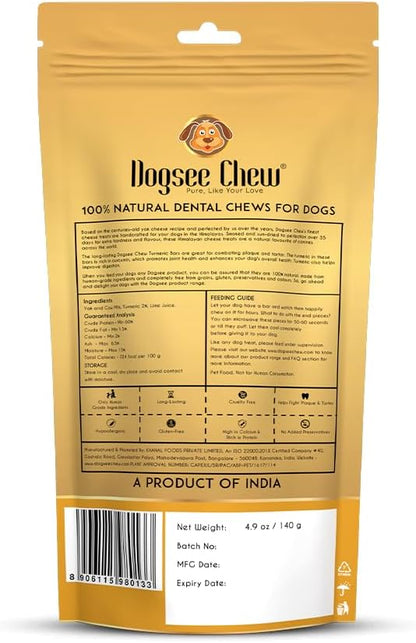 Dogsee Turmeric Flavor Himalayan Yak Cheese Dental Chews for Dogs (Medium - 2 Chews) | Anti-inflammatory | Made in Himalayan Regions | Premium Yak Cheese Dental Chews