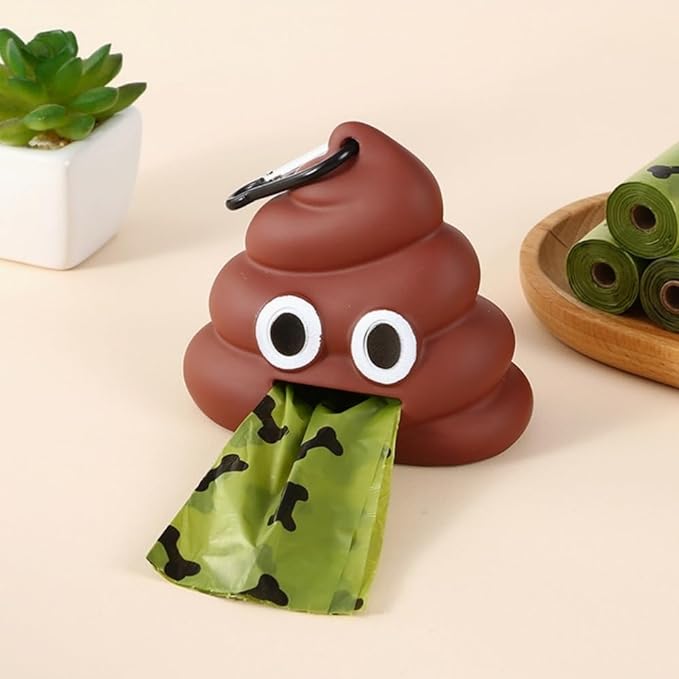 Funny Dog Poop Bag Holder for Leash Durable Dog Poop Bag Dispenser for Dog Waste Bags Includes 1 Roll 15 Bags