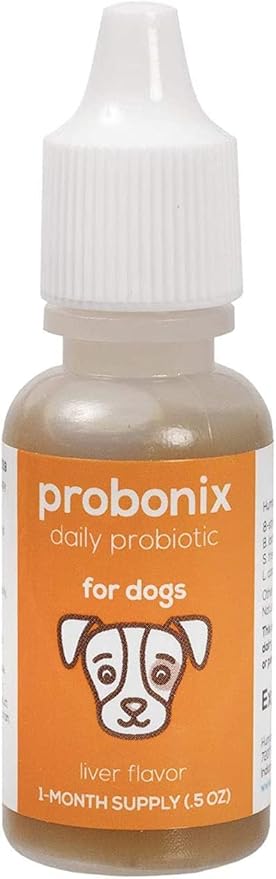 Probonix Probiotics for Dogs, 30-Day Supply, Organic, Non-GMO Liquid Probiotic Drops, 8 Live Strains, Helps with Digestive Issues, IBD, Dental Health Issues, Allergies, Liver Flavor