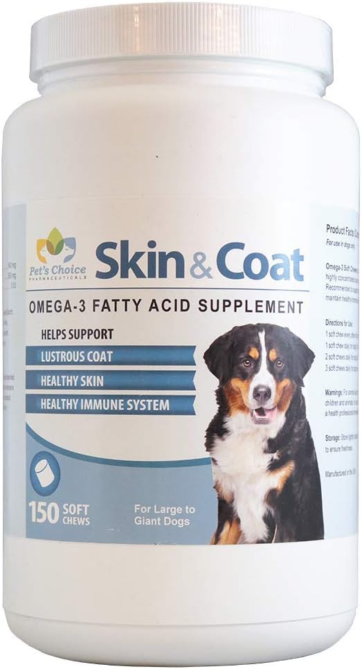 Pet’s Choice Pharmaceuticals Skin & Coat, Omega-3 Soft Chews for Large to Giant Dogs, 150 ct