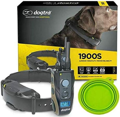 Dogtra 1900S E Collar - 3/4 Mile Remote Trainer with LCD Screen - Fully Waterproof Collar - includes eOutletDeals Collapsible Pet Travel Bowl