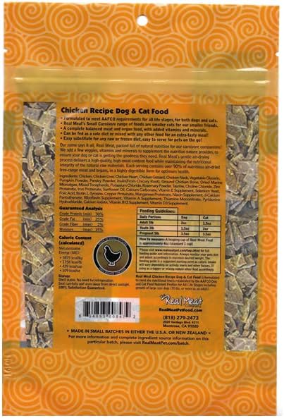 Real Meat Air Dried Cat Food & Dog Food w/Real Chicken - 5oz of USA-Crafted Grain-Free Dry Dog & Cat Food Sourced from Free-Range, Cage-Free Chicken - All Natural, High Protein Pet Food