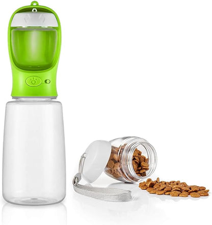 WePet Portable Dog Water Bottle with Food Container, 25 OZ + 6 OZ, Leak Proof Puppy Water Dispenser with Drinking Feeder for Pets Outdoor Walking, Hiking, Travel, Food Grade Plastic