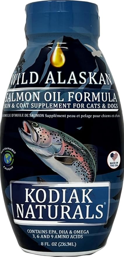 8oz Wild Alaskan Salmon Oil Formula for Dogs & Cats, a Balanced Blend of Pure Fish Oils with EPA and DHA from Wild-Caught Fish. Support for Skin & Coat, Joints, and Immune Health