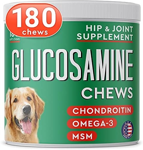 Glucosamine Dog Treats for Picky Eaters - Joint Supplement w/Chondroitin, MSM, Omega-3 - Joint Pain Relief - Advanced Formula - Chicken Flavor - 180 Ct - Made in USA