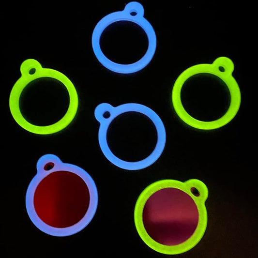 6 Pack Two Colors Circle Silicone Dog Tag Silencer Green Glow in The Dark Round Soundless Pet Tag Sleeve Blue Glow in The Dark Personalize Pet Name Tags Protector Lightweight Pet Tag Cover