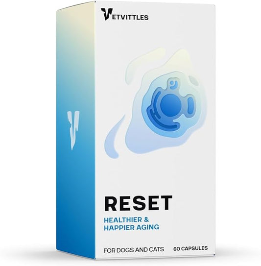 Reset NAD+ Booster for Dogs and Cats - Effective NR and Resveratrol Supplement for Healthy Aging, Cellular Repair, Increased Energy, and Metabolic Support- 60 Capsules
