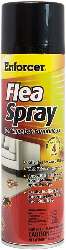 Enforcer Flea Spray for Carpets and Furniture - 14 Ounce (Case of 12) ENFS14 - Prevents Fleas for Up to 4 Months