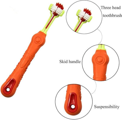 Orgrimmar 2 PCS 3-Sided Pet Toothbrush Dog Toothbrush Removing Bad Breath Tartar Cleaning Mouth Pet Dental Care Cat Cleaning Mouth