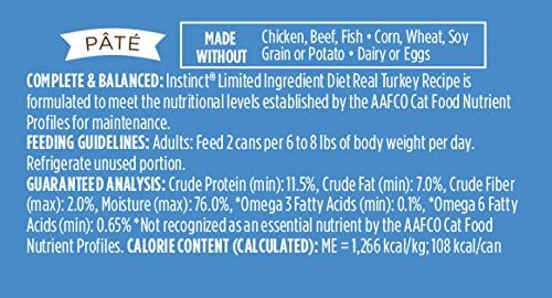 Instinct Limited Ingredient Diet Grain Free Real Turkey Recipe Natural Wet Canned Cat Food by Nature's Variety, 3 oz. Cans (Case of 24)
