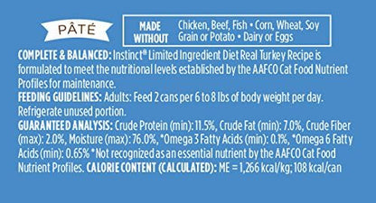 Instinct Limited Ingredient Diet Grain Free Real Turkey Recipe Natural Wet Canned Cat Food by Nature's Variety, 3 oz. Cans (Case of 24)